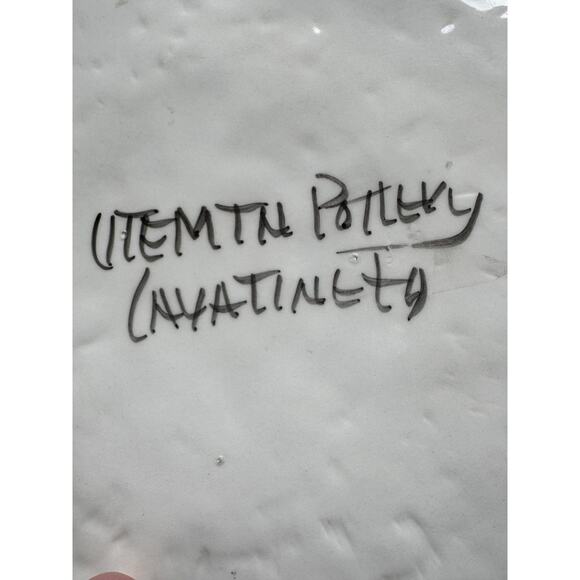 Ute Mountain Tribe Pottery White Black Decorative Handmade Signed Plate 8.5" - Picture 3 of 7